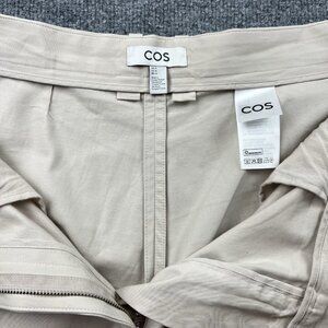 COS Wide Leg Pleated Trousers Pants Women’s US 14 Beige High Rise Zip Front